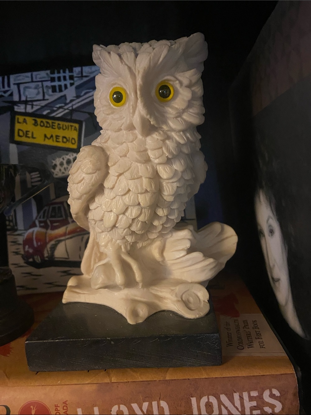 Vintage A. Santini  Owl Sculpture on Black Base - Made in Italy Signed